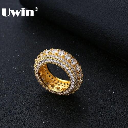 UWIN Round Cut Wedding Rings For Men Women Band Ring Fashion Bling Bling CZ Paved Hiphop Jewelry Drop Shipping