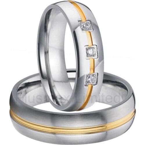 OEM/ODM ladies and man titanium steel wedding rings for men and women
