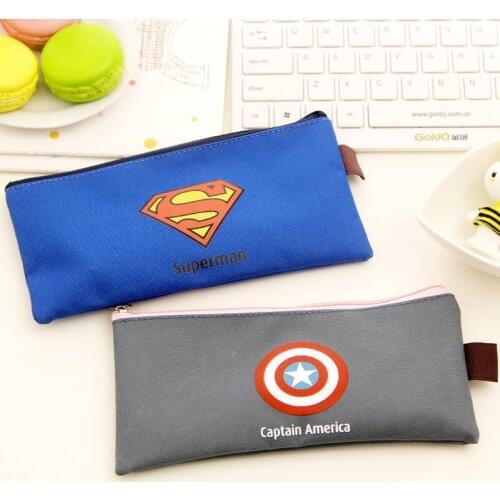 1pcs Canvas Pencil Case Cute Stationery Novelty Pencil Pouch Kawaii Zipper Pen Bag Cute Cartoon Pen Case School Office Supply