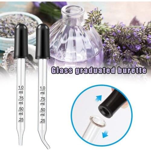 1ml Rubber Head Transparent Glass Scale Dropper Liquid Lab Graduated Tubes Glass Test Pipettes Transfer Supplies Scale T0T4