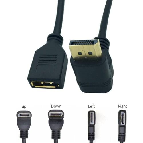 Displayport 90 Degree Male to Female Displayport Extender extension Cable with Panel Mount Socket Display port DP v 1.2 Cord 1ft
