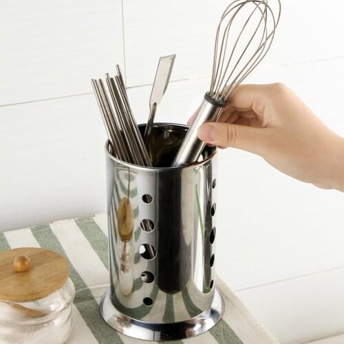 Tableware Chopsticks Stainless Steel Storage Box Drain Tubular Container, for Flatware Silverware, Drying, Dishwasher Safe