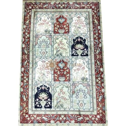 Seeykeep™ 2x3ft Rectangle Pure Silk Handknotted Oriental Traditional Persian Rug-SK3036114