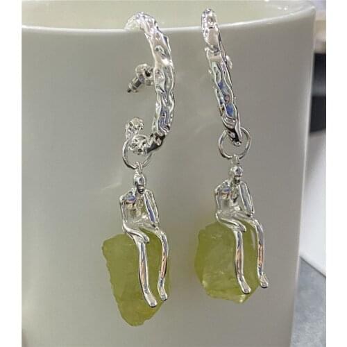 The Thinker Earrings Crystal Copper Gold-plated Detachable Ear Pins Small Ins Style Art All-match Jewelry Accessories