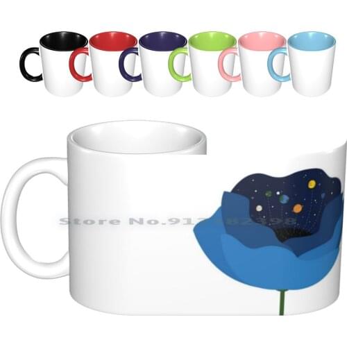 Solar System , Stars And Space Inside Flower Ceramic Mugs Coffee Cups Milk Tea Mug Space Stars Moon Luna Star Sign Flower