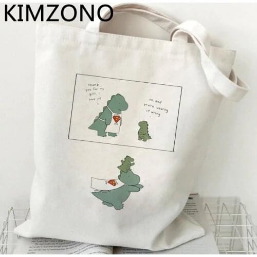 Dinosaur shopping bag handbag tote reusable shopping canvas cotton bag ecobag shoping net string sac tissu