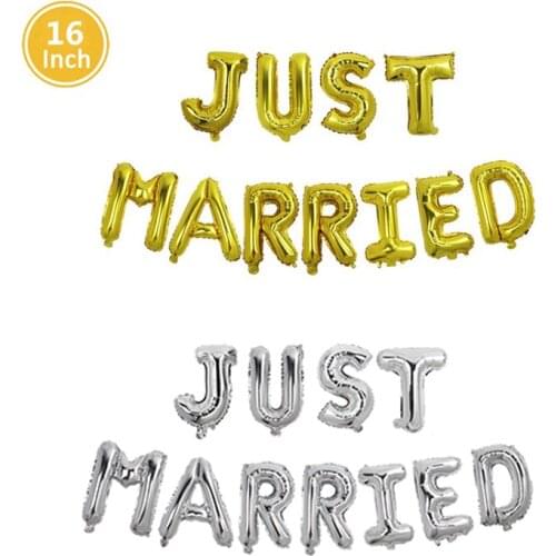 JUST MARRIED Wedding Balloons 16inch helium foil alphabet balloons Married Decoration Letter Wedding decoration Party Supplies