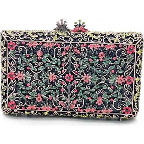 African Women evening party bag diamonds clutches luxury bag bridal wedding party purses vintage flower crystal purses