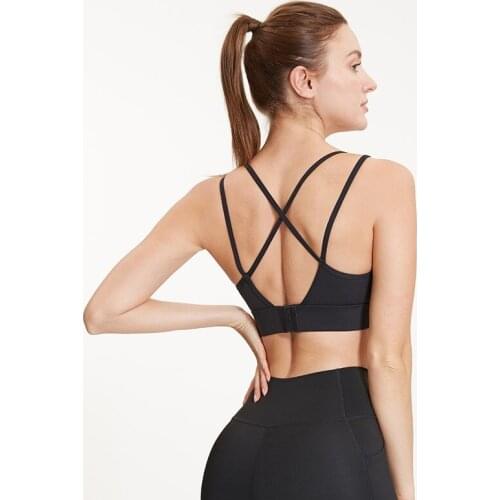 Hollow Out Back Lines Strenuous Exercise Sports Bra Push Up Yoga Top Women Fitness Gym Underwear Cross Back Workout Crop Tops