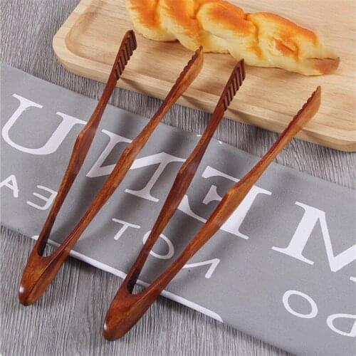 1 Pcs Bamboo Cooking Kitchen Tongs Food BBQ Tool Salad Bacon Steak Bread Cake Wooden Clip Home Kitchen Utensil