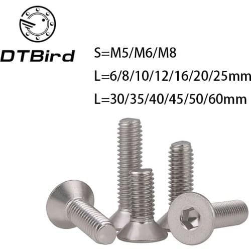 10Pcs lot M5 M6 M8 *L =8~50mm DIN7991 sus304 inox Hex socket flat countersunk head cap toy screw