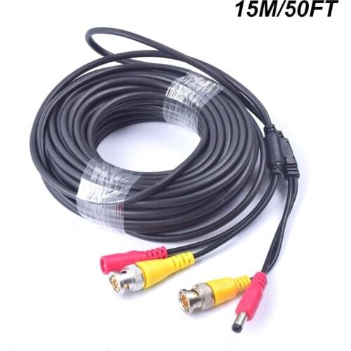 50FT 15M Pre-made 2-in-1 BNC Video+Power DC Extension Cable for CCTV Security Camera Home Surveillance Closed-circuit TV System