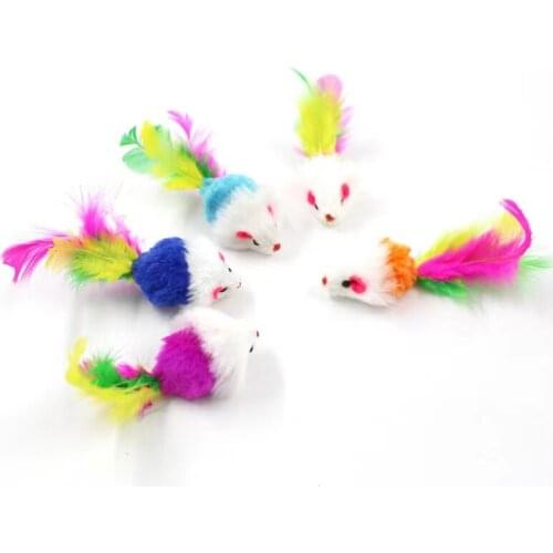 50PCS Plush Mouse Cat Toy Colorful Feather Cat Toy Simulation Little Mouse Cat Toy Pet Toy