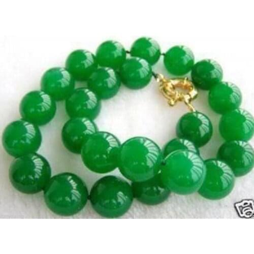 Free Shipping >> 12mm Green jadees Necklace 18"
