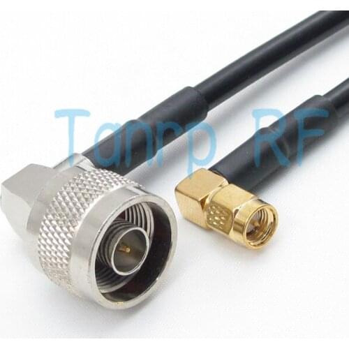 Freeshipping! 50CM RG58 RF Pigtail coaxial jumper cable N male plug right angle to SMA male plug Right Angle 20INCH