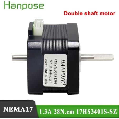 1pcs NEMA17 Double shaft motor 4-lead 42BYGH34 1.3A 28N.cm 17HS3401S-SZ two bearing motor for 3D Medical machinery accessories