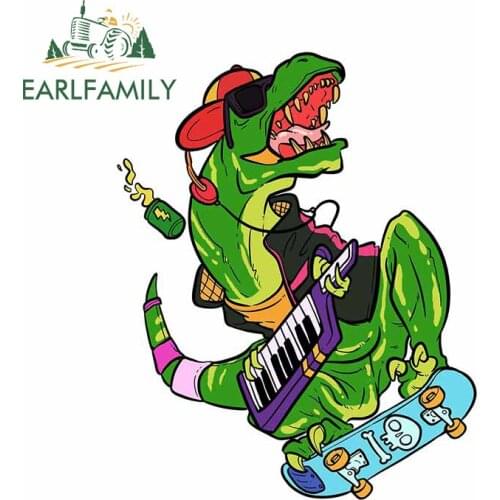 EARLFAMILY 13cm x 10.4cm for T-Rex Skateboard Decal Car Assessoires Stickers Surfboard Decoration Sunscreen Occlusion Scratch