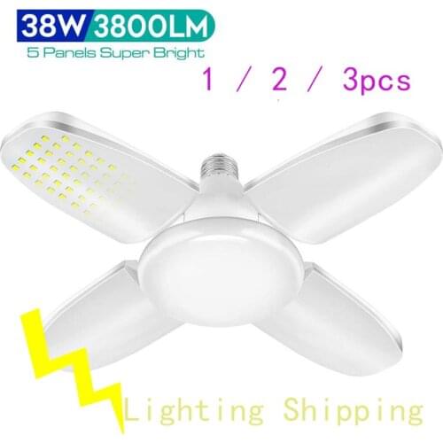 🔥38W Energy Saving LED Garage Lights Shop Work Warehouse Lights Professional Ceiling Lights Mini Foldable Fan Blade LED Lamps