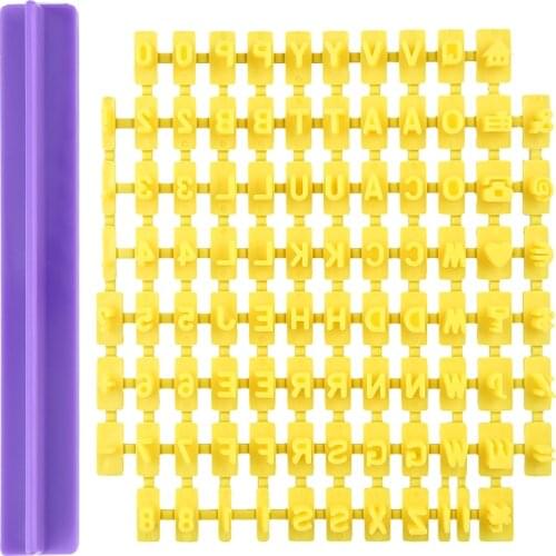 Alphabet Number Letter DIY Cookie Mold Biscuit Stamp Embosser Cutter Cake Mold Fondant Molds Yellow Cutter Kitchen Baking Tools