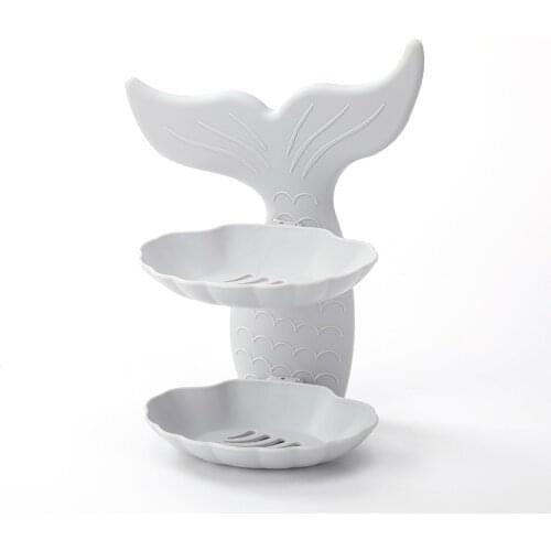 Soap box mermaid-shaped wall-mounted double-layer drain soap box bathroom shower soap holder bathroom supplies bathroom gadgets