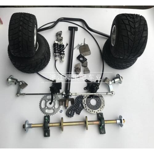 GO KART KARTING ATV UTV Buggy 1M Rear Axle Steering Gear Rack Pinion U Joint Tie Rod Steering Wheel Brake Pump With 5" Wheels