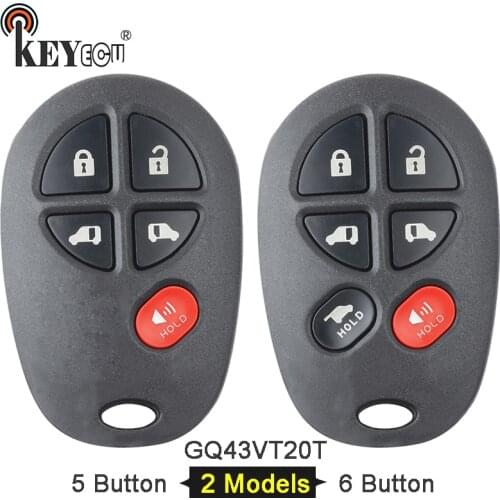 KEYECU FCC ID: GQ43VT20T Replacement 4+1 5/ 5+1 6 Button Remote Car Key Fob for Toyota Toyota Sienna 2004-2016