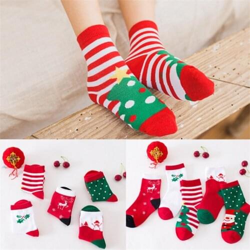 Lawadka 5Pairs/Lot Autumn Winter Girls Boys Childrens Socks Cartoon Casual Christmas Kids New Years Sock Age for 1-8Years Old