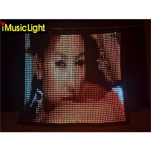 P3 3M*4M Matrix LED Vision Curtain, Disco Lighting LED Video Curtain PC Control,LED Flexible Screen with Flight Case