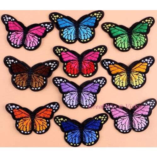 Embroidery Buttefly Patch Iron On Embroidered Patches Sewing Applique Motif Sew On Clothes For Garment DIY