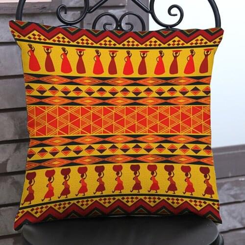 Africa Style Geometric Striped Cushion Pillowcase Colorful Lattice Africa Exotic Cotton Linen Home Decoration Sofa Throw Pillows