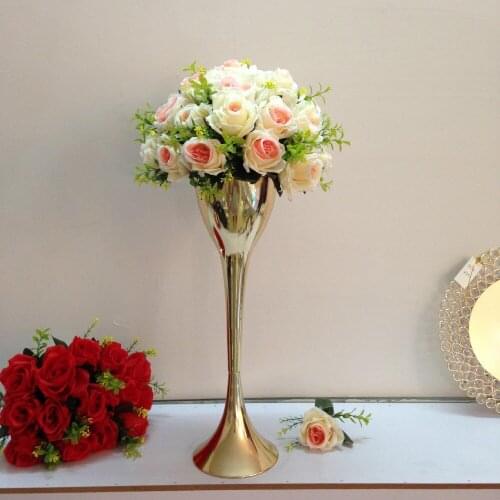 2022 New 50 cm Tall Gold Metal Flower Vases flower stand Table Centerpiece Wedding Decoration