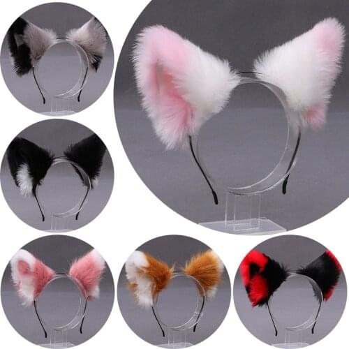 Hot Sale Cosplay Costume Cat Fur Ear Hair Wear Hair Hoop Women Girls Fashion Hairpin Plush Headbands Handmade Hair Accessories