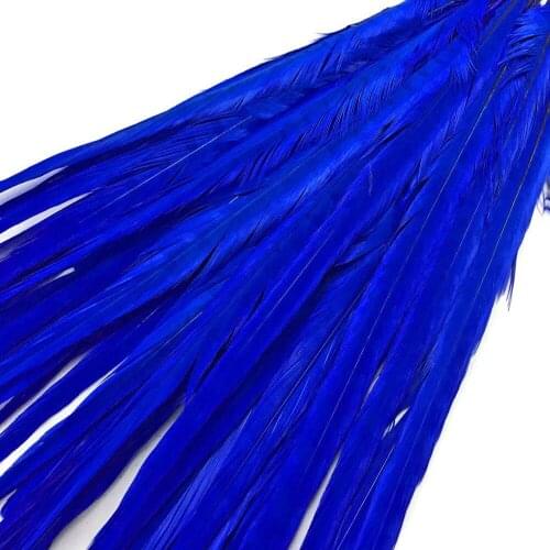 Wholesale 100PCS Royal Blue Bleached &Dyed Ringneck Pheasant tails Feather 50-55CM 65-70cm Supler Long Natural Chicken Plumes
