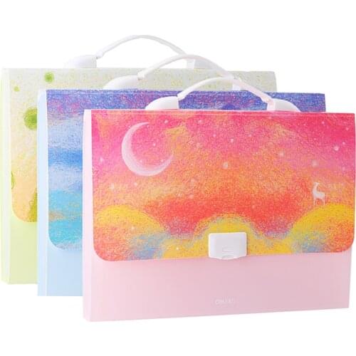 Accordian File Organizer with 13 Pockets, Handle, Expanding File Folders Color Printed Letter Size A4 Document Storage Organizer