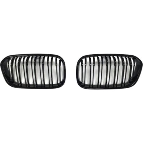 A pair of car grille made of carbon fiber BMW 1 Series F20 15-16 ABS material Glossy black front bumper grille Racing Grills