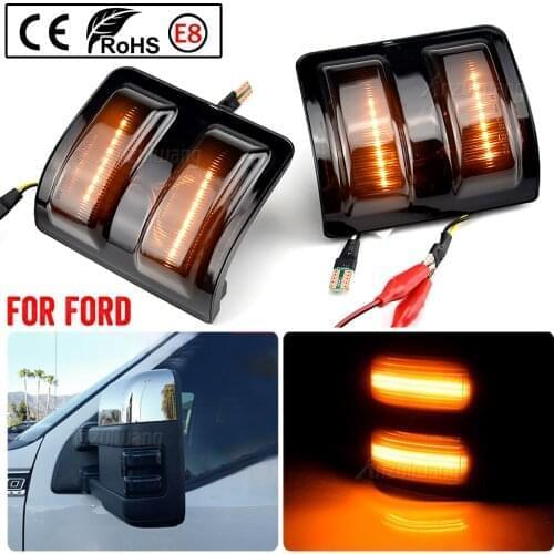 A Pair LED Dynamic Rearview Mirror Turn Signal Lights For Ford Super Duty Truck F250 F350 F450 2008-2016 Side Indicator Blinker