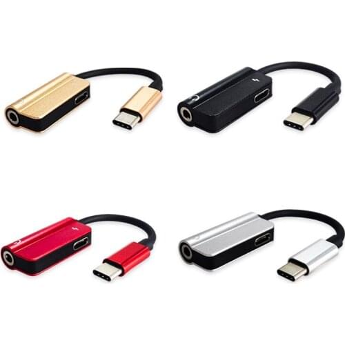 Type C Male to 3.5mm Jack Female and Type C Female Plug for Charging and Audio Cable Adatper