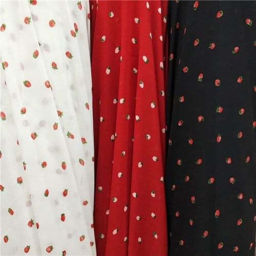On Sale Strawberry Chiffon Floral Soft Trousers Dress Palazzo Material Breathable DIY Fabric