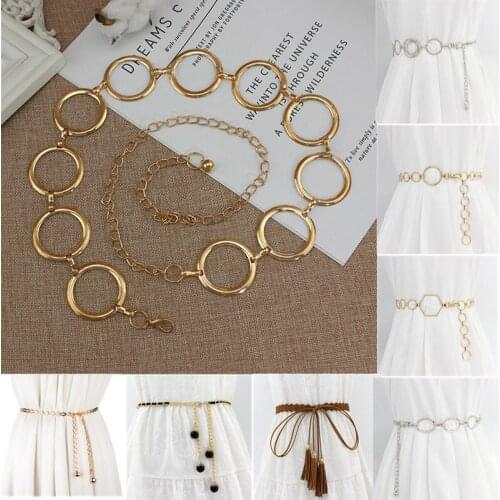 2020 New Arrival Silver Ring Chain Belt Fashion Elegant Gold Metal Female Round Alloy Women Circle Waist Dress Belts