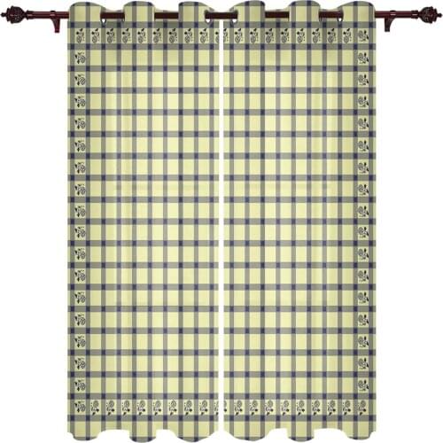 Lattice Floral Elements Retro Windows Curtains Living Room Bedroom Kitchen Curtains For Children Drapes