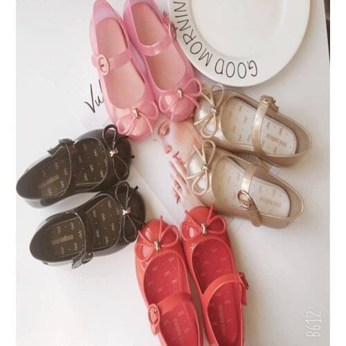 Mini Melissa Girl Furadinha New fashion Girl Jelly Sandals Bow Kids Sandals Children Beach Shoes Non-slip Melissa Shoes SH19098