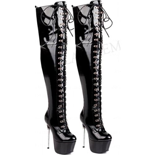 SEIIHEM Super Women Boots Over Knee Thin Heels Extram Platform Boots Party Club Shoes Woman Dicke Stiefe Large Size 33 39 42 43