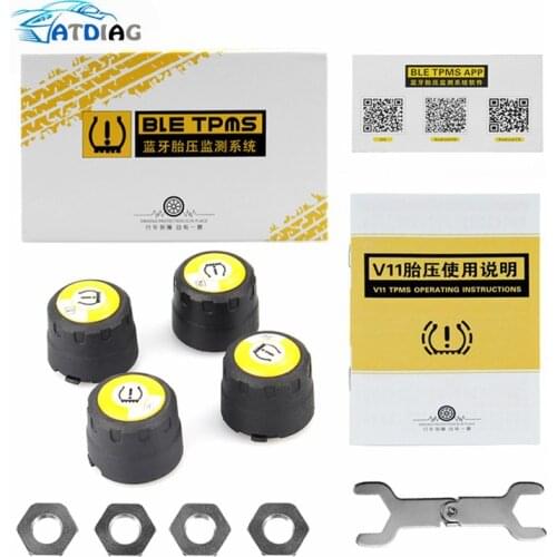 Bluetooth 4.0 TPMS for Android/IOS Real time Tire Pressure Alarm Monitor System 4 external sensors Universal For Cars