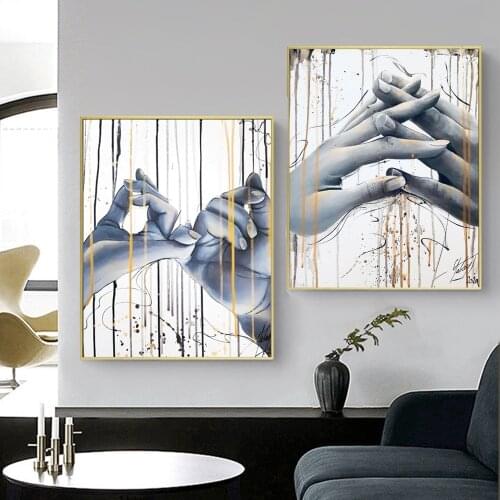 Modern Graffiti Hands Art Canvas Painting Love Gesture Posters and Prints Wall Art Picture for Living Room Cuadros Decor