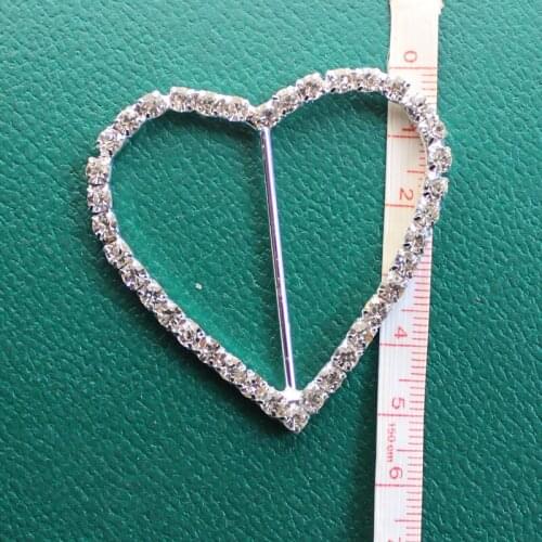 Rhinestone Buckles For Chair Back, 40mm Inner Bar Heart Shape Buckle, 20pcs/lot, Garment/belts/wedding Ornament Accessories