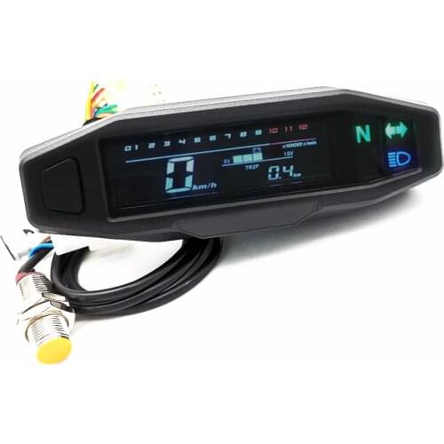 0-1200rpm Universal Motorcycle LCD Digital Speed Meter Mini Odometer Speedometer