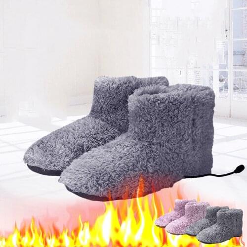 USB Charging Electric Heating Boot Pocket Heater Fast Power Foot Warmer Unisex Men Women Shoe Washable Soft Plush Winter Shoes