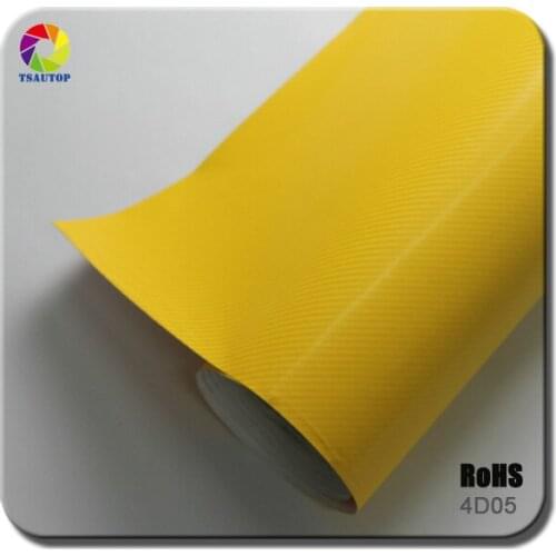 TSAUTOP Size 1.52x 30m 4d carbon film car vinyl wrap yellow color 4D05