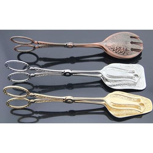 1PC Vintage Decorative Pattern Food Clip Bread Food Metal Clip Cake Mug-up Baking Tools Barbecue Tongs Clip KV 057