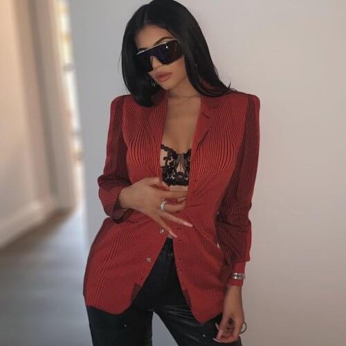 Vintage Red Corduroy Body Map Optical Illusion Lapel Collar Blazer Jacket In The Style Of Kyliejenner